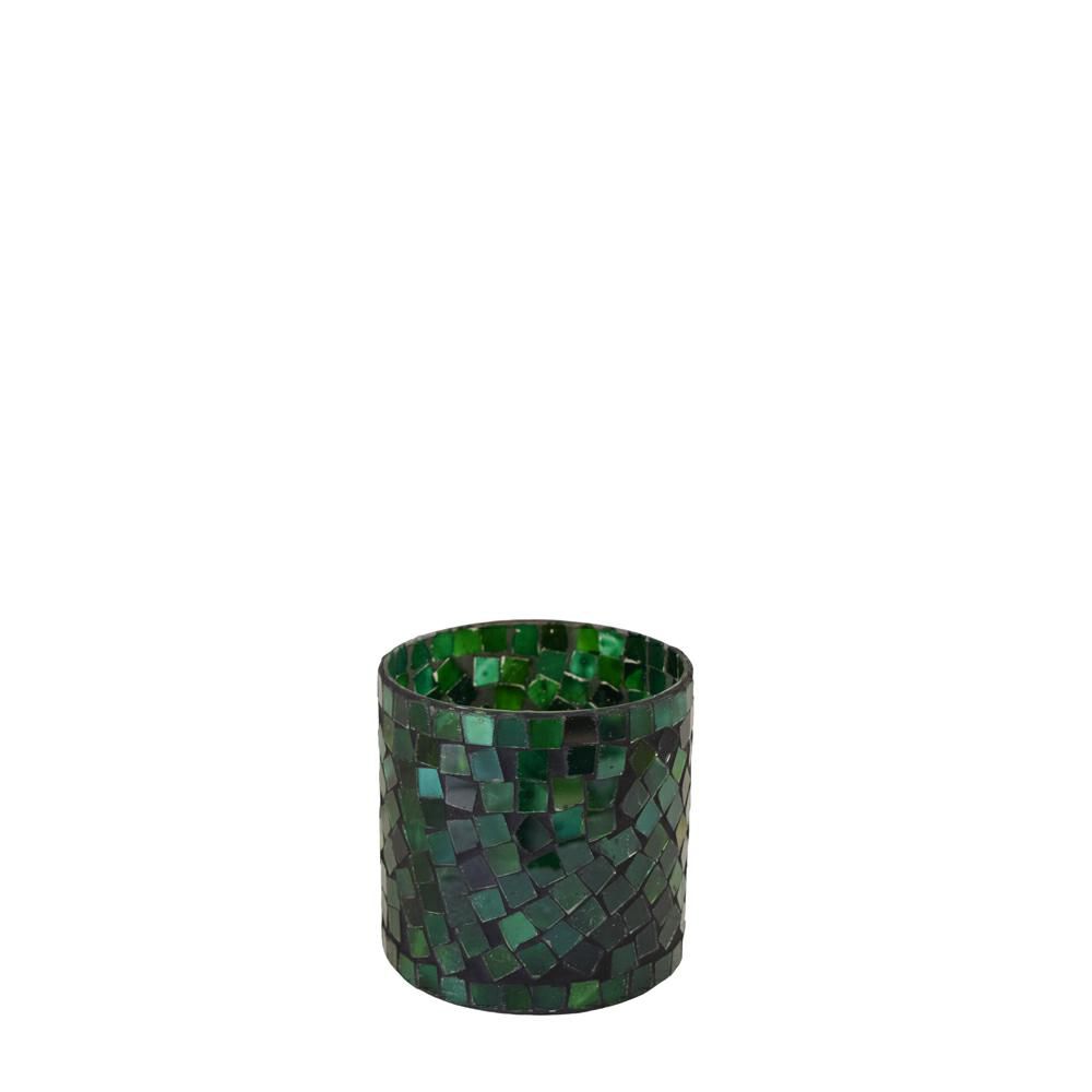 PORTATEALIGHT VETRO MOSAICO D.10 CM H.10 CM VERDE PORTATEALIGHT VETRO MOSAICO D.10 CM H.10 CM VERDE