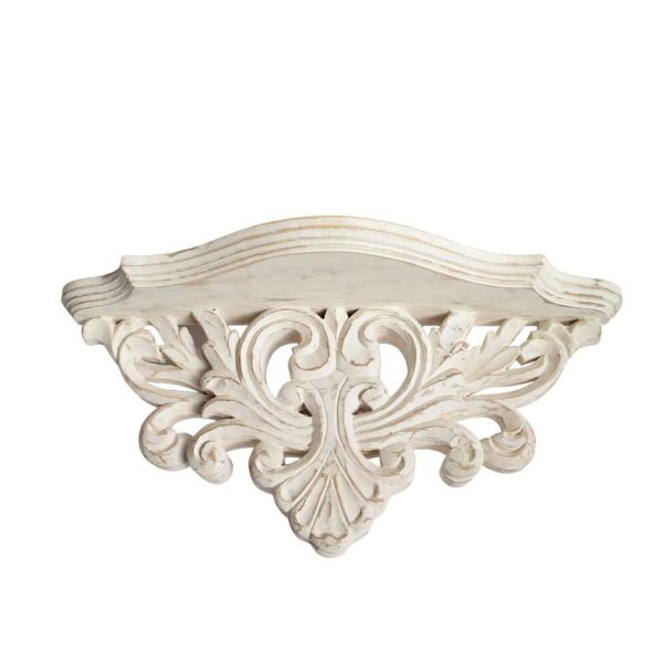 MENSOLA DECORATIVA LEGNO 50X15X23 CM CREMA ANTICATO MENSOLA DECORATIVA LEGNO 50X15X23 CM CREMA ANTICATO