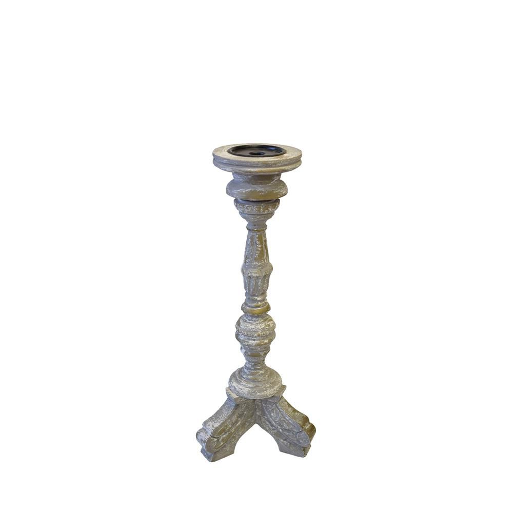 CANDELIERE LEGNO D.17 CM H.50 CM GRIGIO ANTICATO CANDELIERE LEGNO D.17 CM H.50 CM GRIGIO ANTICATO