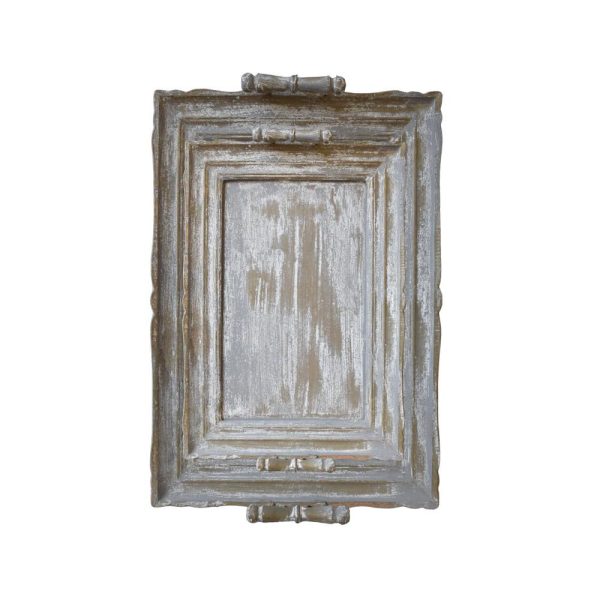 SET 2 VASSOI LEGNO 45X32X9 CM 62X41X7 CM GRIGIO ANTICATO