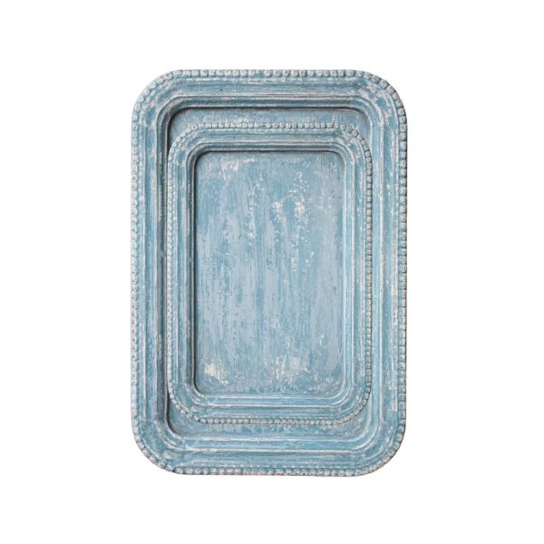 SET 2 VASSOI LEGNO 45X31X5 CM 59X40X5 CM BLU ANTICATO SET 2 VASSOI LEGNO 45X31X5 CM 59X40X5 CM BLU ANTICATO