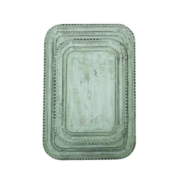 SET 2 VASSOI LEGNO 45X31X5 CM 59X40X5 CM VERDE ANTICATO SET 2 VASSOI LEGNO 45X31X5 CM 59X40X5 CM VERDE ANTICATO