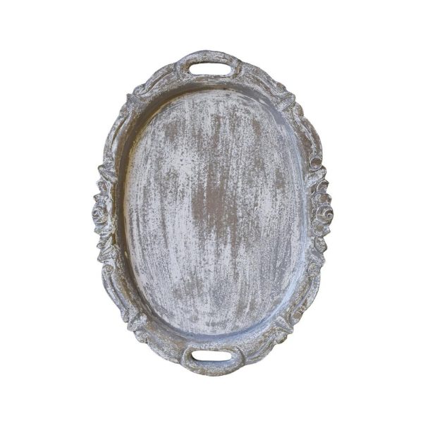 VASSOIO LEGNO OVALE 50X37X3 CM GRIGIO ANTICATO VASSOIO LEGNO OVALE 50X37X3 CM GRIGIO ANTICATO