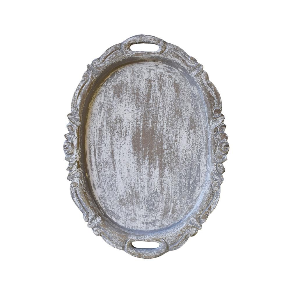 VASSOIO LEGNO OVALE 50X37X3 CM GRIGIO ANTICATO VASSOIO LEGNO OVALE 50X37X3 CM GRIGIO ANTICATO