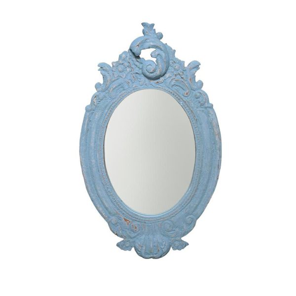 SPECCHIO OVALE C/CORNICE LEGNO 92X55X4,5 CM BLU ANTICATO SPECCHIO OVALE C/CORNICE LEGNO 92X55X4,5 CM BLU ANTICATO