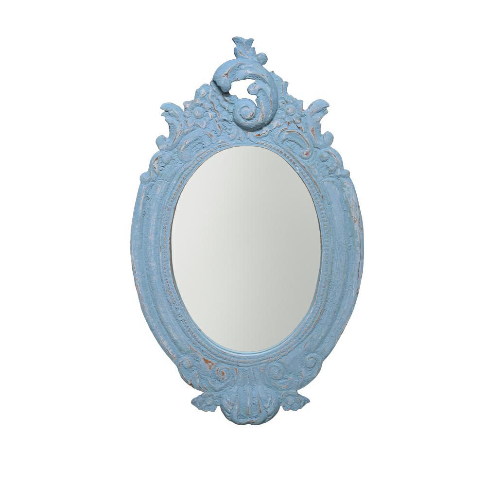 SPECCHIO OVALE C/CORNICE LEGNO 92X55X4,5 CM BLU ANTICATO SPECCHIO OVALE C/CORNICE LEGNO 92X55X4,5 CM BLU ANTICATO