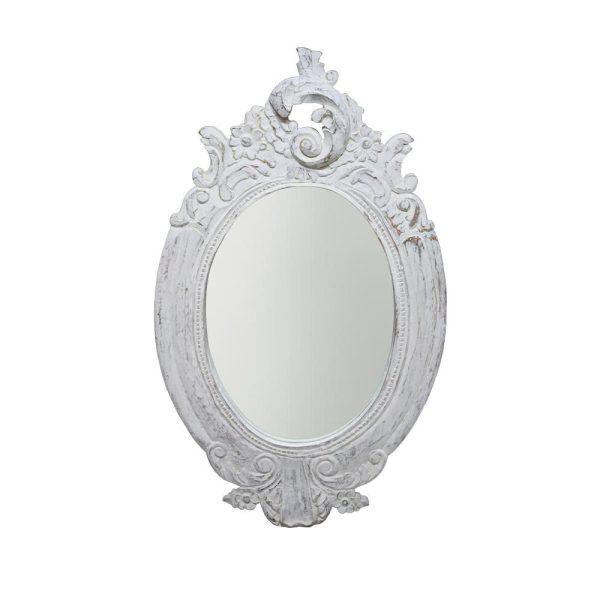 SPECCHIO OVALE C/CORNICE LEGNO 92X55X4,5 CM CREMA ANTICATO SPECCHIO OVALE C/CORNICE LEGNO 92X55X4,5 CM CREMA ANTICATO