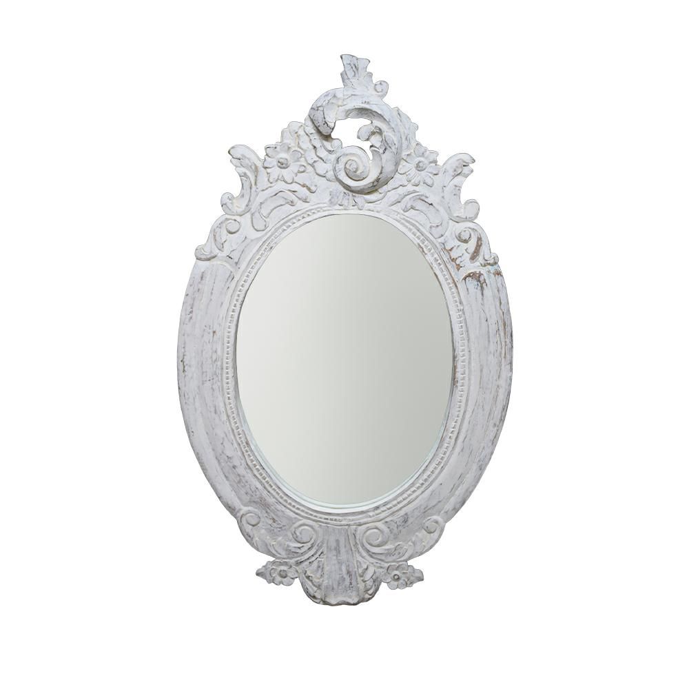 SPECCHIO OVALE C/CORNICE LEGNO 92X55X4,5 CM CREMA ANTICATO SPECCHIO OVALE C/CORNICE LEGNO 92X55X4,5 CM CREMA ANTICATO