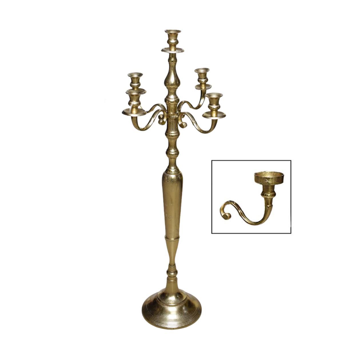 CANDELABRO ALLUMINIO 5 FUOCHI H.100 CM ORO SATINATO CANDELABRO ALLUMINIO 5 FUOCHI H.100 CM ORO SATINATO