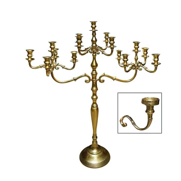 CANDELABRO ALLUMINIO 15FUOCHI H.100 CM ORO SATINATO CANDELABRO ALLUMINIO 15FUOCHI H.100 CM ORO SATINATO