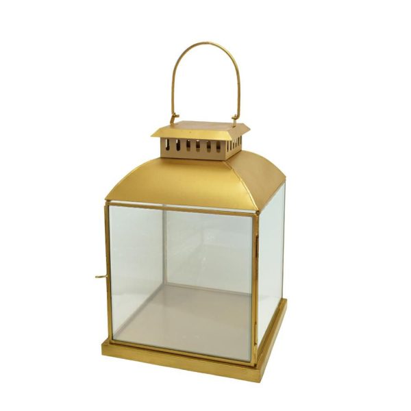 LANTERNA METALLO/VETRO 26X26 CM H.40 CM ORO MATT LANTERNA METALLO/VETRO 26X26 CM H.40 CM ORO MATT