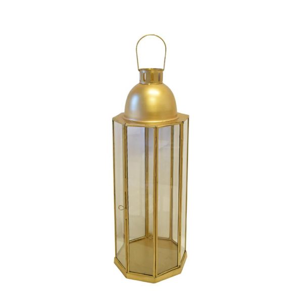 LANTERNA METALLO/VETRO 22X22 CM H.62 CM ORO MATT LANTERNA METALLO/VETRO 22X22 CM H.62 CM ORO MATT