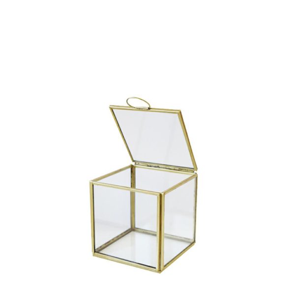 CONTENITORE VETRO/METALLO 10,5X10,5 CM H.10,5 CM ORO CONTENITORE VETRO/METALLO 10,5X10,5 CM H.10,5 CM ORO