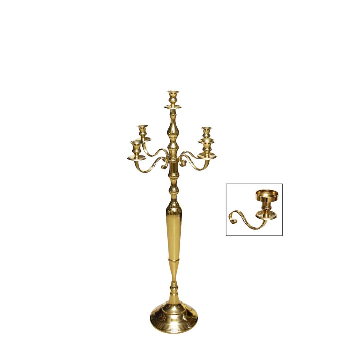 CANDELABRO ALLUMINIO 5 FUOCHI H.80 CM ORO LUCIDO CANDELABRO ALLUMINIO 5 FUOCHI H.80 CM ORO LUCIDO