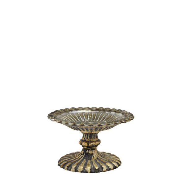 ALZATA VETRO C/BASE D.16 CM H.10 CM ORO ANTICATO ALZATA VETRO C/BASE D.16 CM H.10 CM ORO ANTICATO