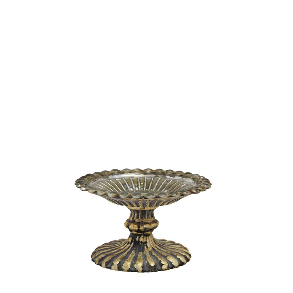 ALZATA VETRO C/BASE D.16 CM H.10 CM ORO ANTICATO ALZATA VETRO C/BASE D.16 CM H.10 CM ORO ANTICATO