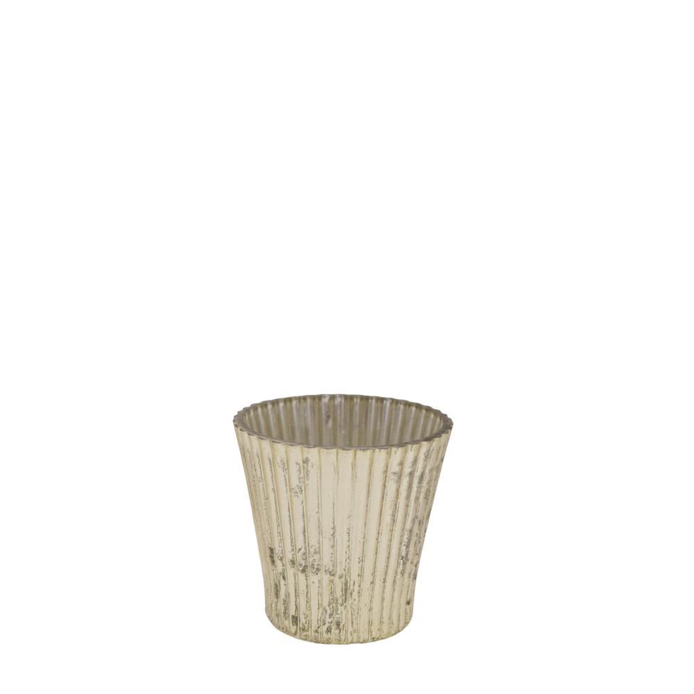 PORTATEALIGHT VETRO D.9CM H.9 CM MERCURY ARGENTO