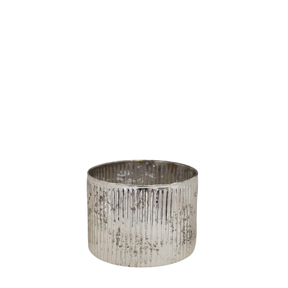 PORTATEALIGHT VETRO D.15 CM H.12 CM MERCURY ARGENTO