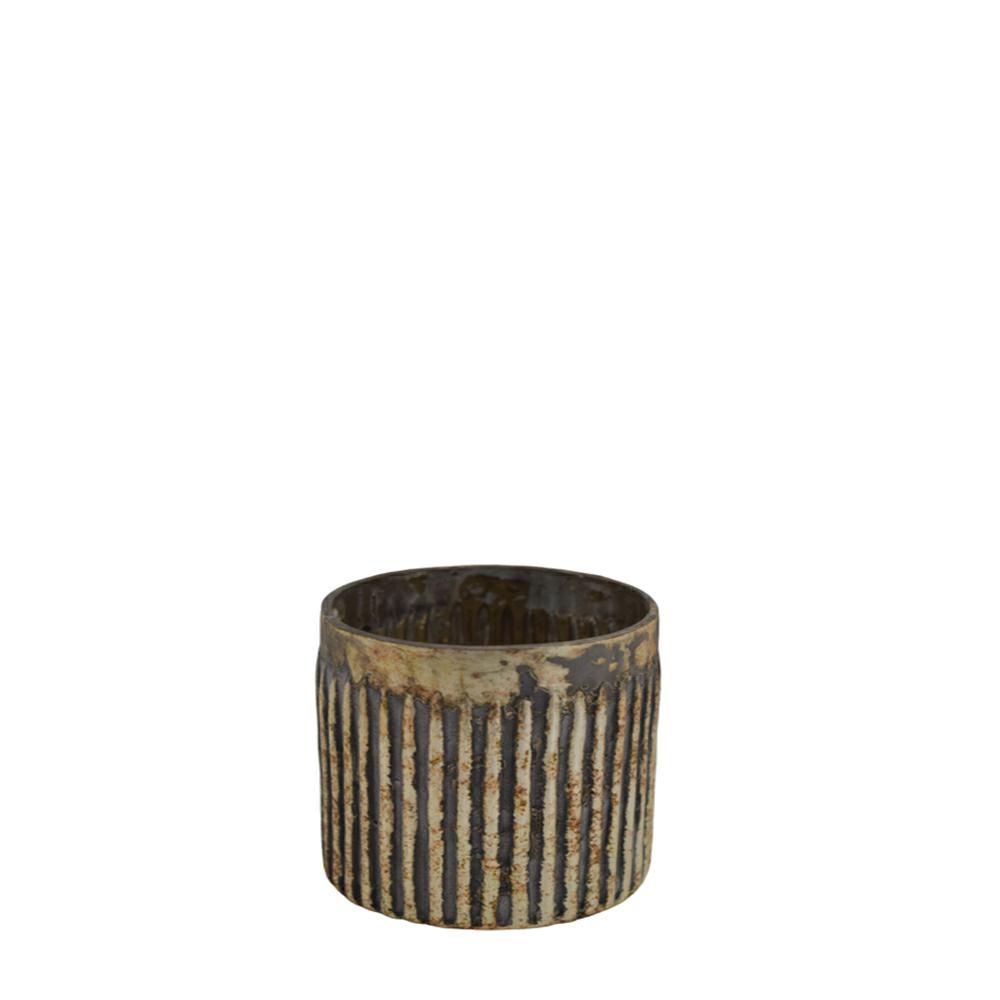 PORTATEALIGHT VETRO D.12 CM H.10 CM ORO ANTICATO