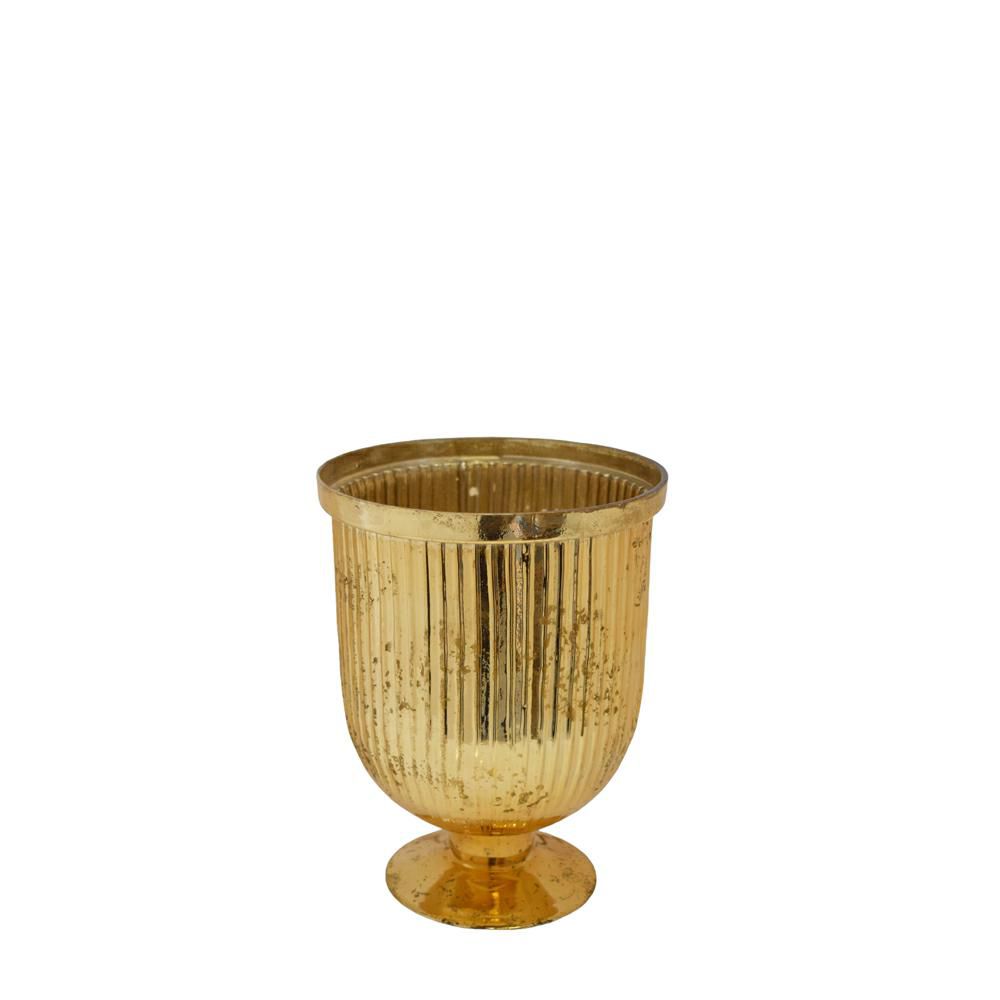 COPPA VETRO C/BASE D.14CM H.19 CM ORO