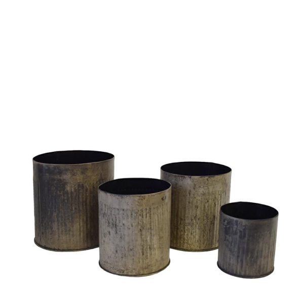 SET 4 VASI METALLO D.10,5-14-15-17,5 H.11-14-16-18 CM METAL VINT