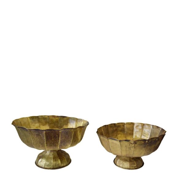 SET 2 COPPE METALLO D.36-39,5 CM H.19-23,5 CM ORO ANTICATO SET 2 COPPE METALLO D.36-39,5 CM H.19-23,5 CM ORO ANTICATO