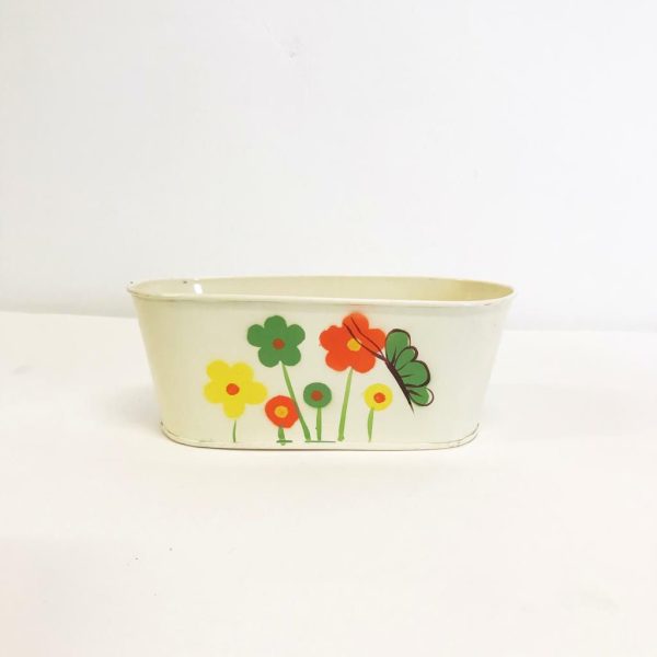 VASCHETTA LATTA D.22,5X11,5 CM H.9 CM C/FIORI AVORIO