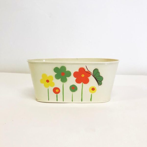 VASCHETTA LATTA D.25,5X14 CM H.11 CM C/FIORI AVORIO