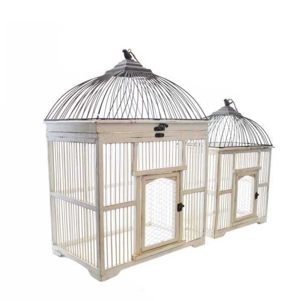 SET 2 UCCELLIERE LEGNO/METALLO RETTANGOLARI 48X32X77 CM BIANCO SET 2 UCCELLIERE LEGNO/METALLO RETTANGOLARI 48X32X77 CM BIANCO