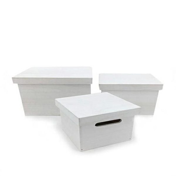 SET 3 SCATOLE LEGNO C/COPERCHIO 30-40X20-30 H.15-19 CM BIANCO SET 3 SCATOLE LEGNO C/COPERCHIO 30-40X20-30 H.15-19 CM BIANCO