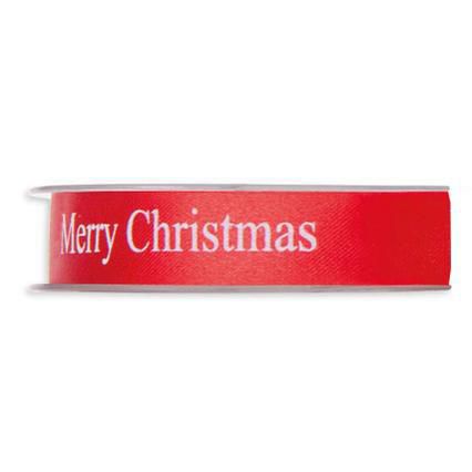 NASTRO -MERRY CHRISTMAS- 25MM 45MT ROSSO/BIANCO
