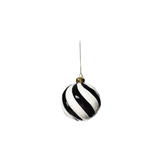 SFERA VETRO STRISCE MM.100 BIANCO/NERO