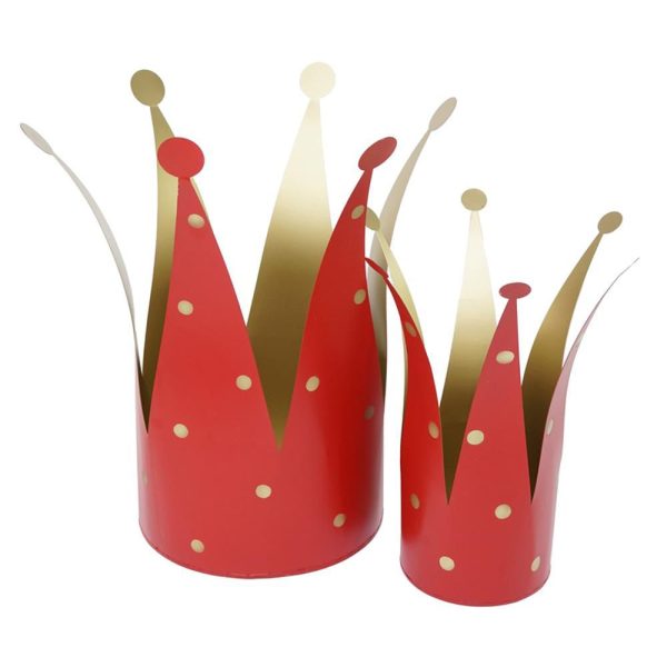 SET 2 CORONE METALLO ROSSO/ORO