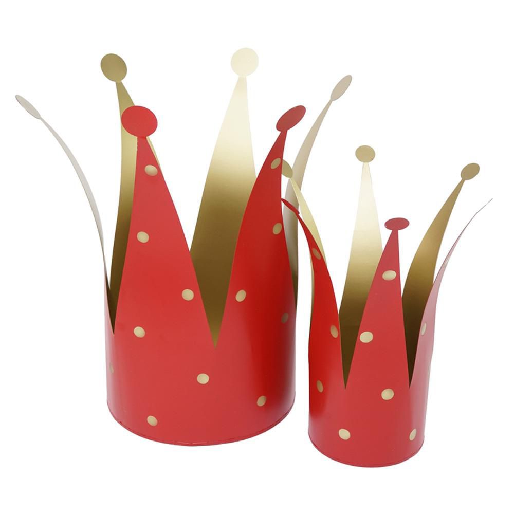 SET 2 CORONE METALLO ROSSO/ORO