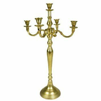 CANDELABRO ALLUMINIO 5 FUOCHI H.75 CM ORO SATINATO