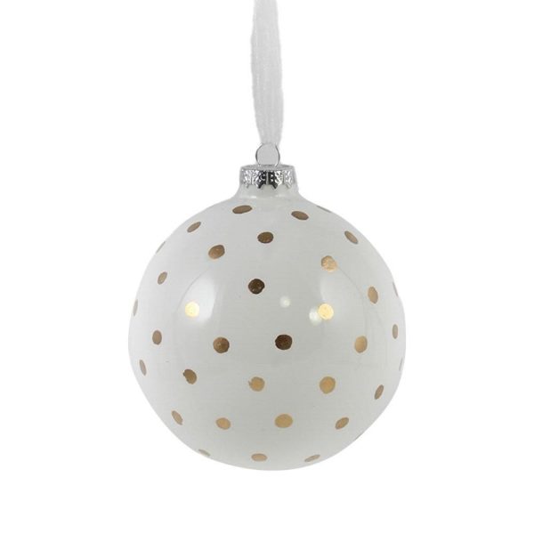 SFERA VETRO C/POIS MM.100 BIANCO/ORO SFERA VETRO C/POIS MM.100 BIANCO/ORO
