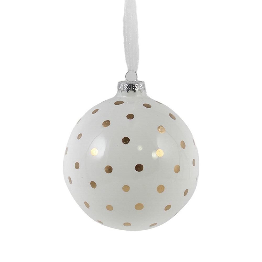 SFERA VETRO C/POIS MM.100 BIANCO/ORO