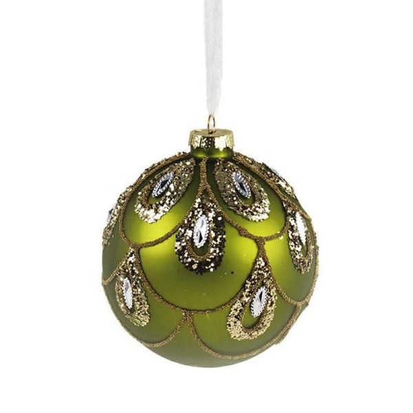 SET 4 SFERE VETRO MM.120 VERDE/ORO