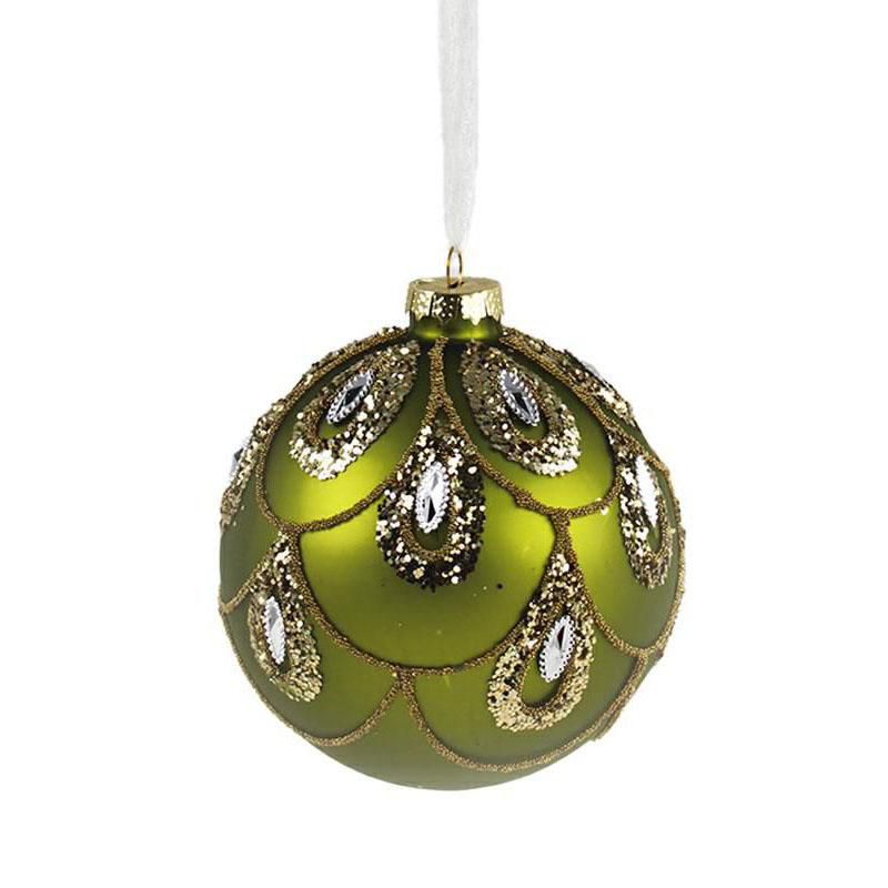 SET 4 SFERE VETRO MM.120 VERDE/ORO SET 4 SFERE VETRO MM.120 VERDE/ORO