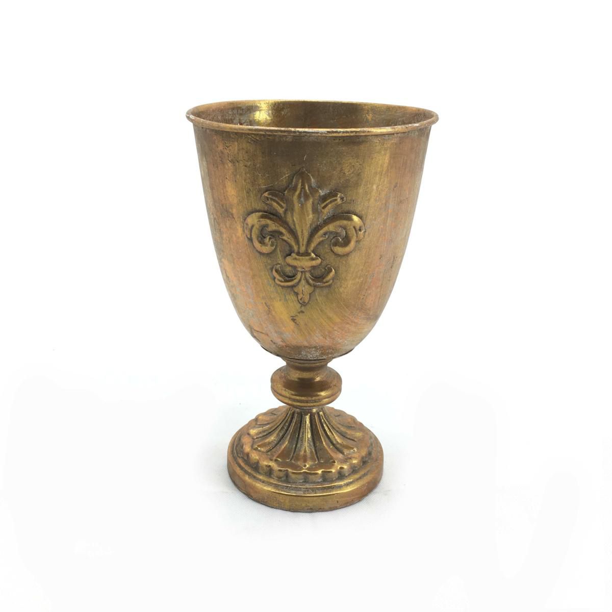 CALICE METALLO D.16,5 CM H.27 CM ORO SC. ANTICATO CALICE METALLO D.16,5 CM H.27 CM ORO SC. ANTICATO