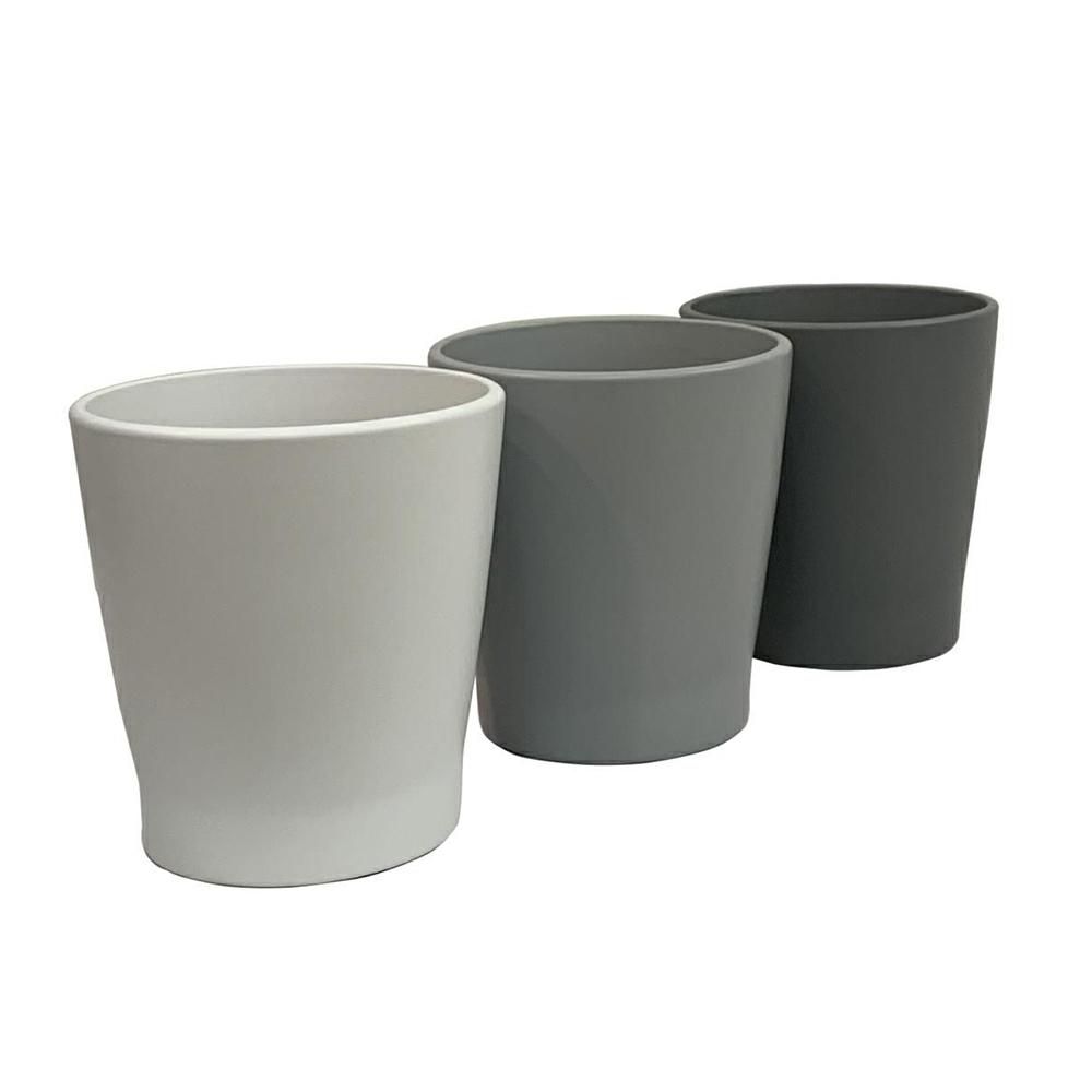 SET 3 VASI CERAMICA D.13 CM H.14 CM GRIGIO/ANTRACITE/NERO