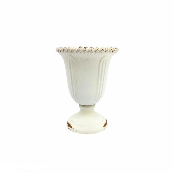 COPPA METALLO D.16 CM H.21,5 CM BIANCO ANTICATO ORO COPPA METALLO D.16 CM H.21,5 CM BIANCO ANTICATO ORO