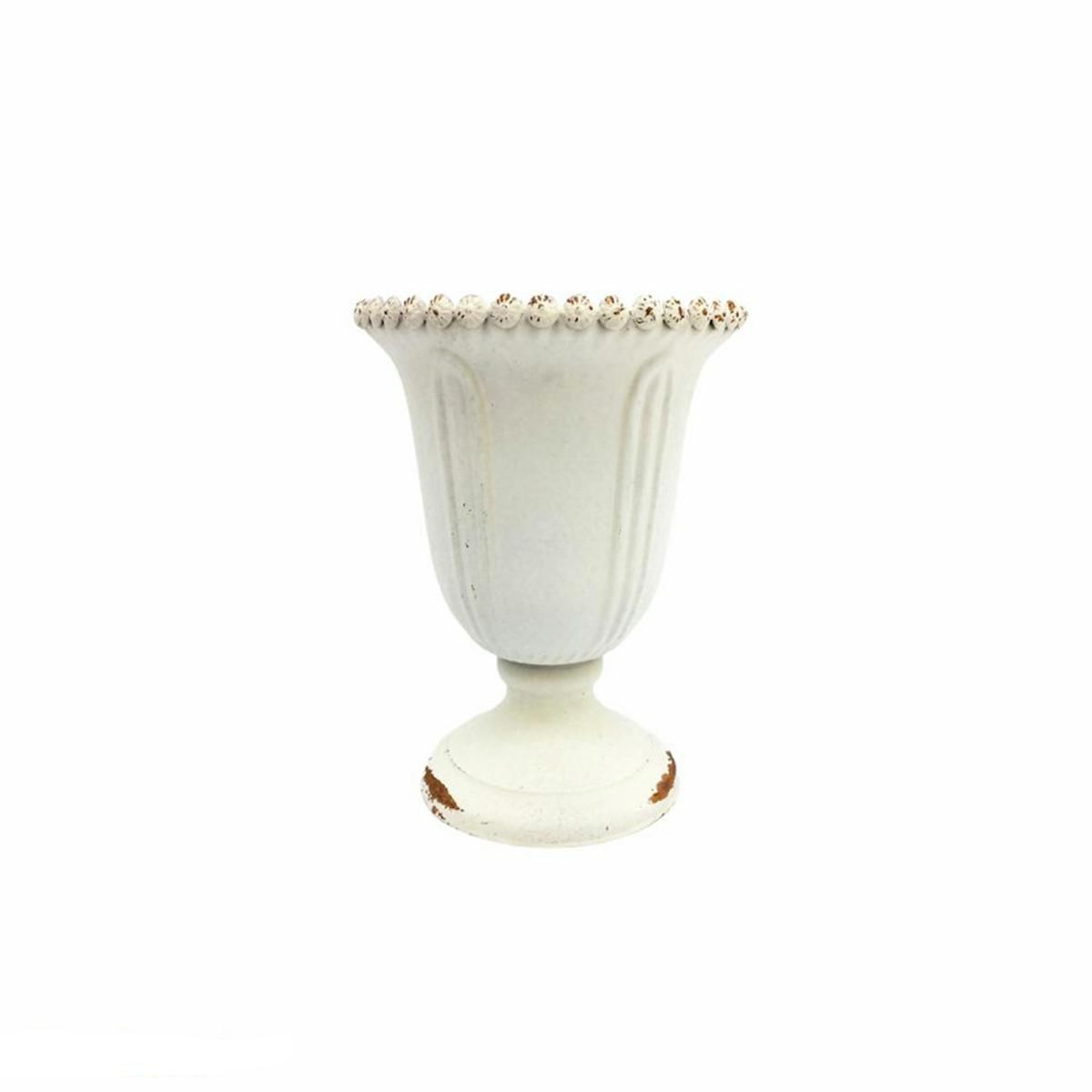 COPPA METALLO D.16 CM H.21,5 CM BIANCO ANTICATO ORO COPPA METALLO D.16 CM H.21,5 CM BIANCO ANTICATO ORO