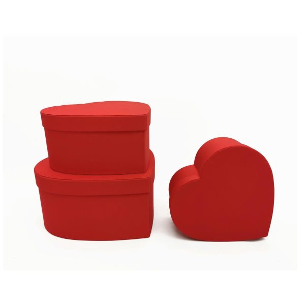 SET 3 SCATOLE CUORE RASO 21-28X20-25 CM H.10-14 CM ROSSO SET 3 SCATOLE CUORE RASO 21-28X20-25 CM H.10-14 CM ROSSO