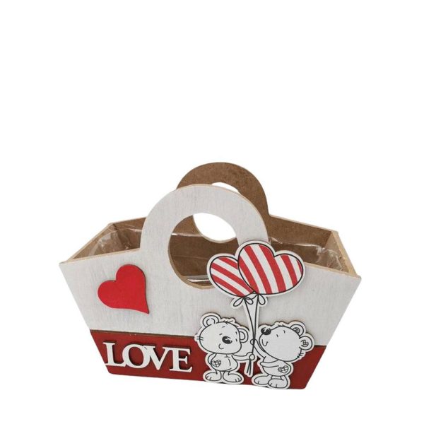 CONTENITORE BORSA LEGNO18X9,5 H.13 CM -ORSETTI- BIANCO/ROSSO CONTENITORE BORSA LEGNO18X9,5 H.13 CM -ORSETTI- BIANCO/ROSSO