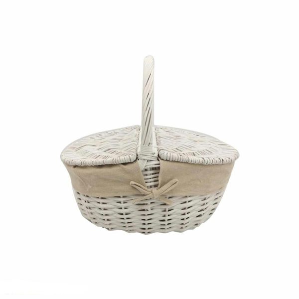 CESTINO PICNIC C/MANICOE JUTA 38X28 CM H.14,5/37 CM BIANCO CESTINO PICNIC C/MANICOE JUTA 38X28 CM H.14,5/37 CM BIANCO