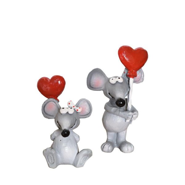 SET 2 TOPI C/PALLONCINO3,5X3,5 CM H.6,5 CM GRIGIO/ROSSO SET 2 TOPI C/PALLONCINO3,5X3,5 CM H.6,5 CM GRIGIO/ROSSO