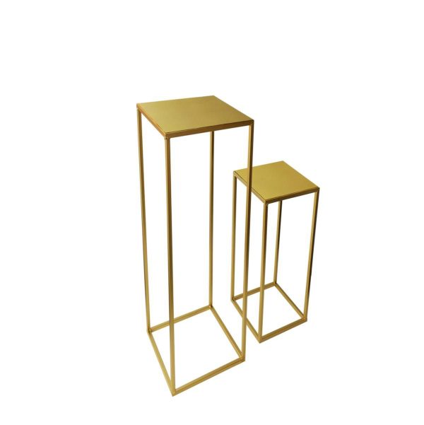 SET 2 ALZATE METALLO C/APPOGGIO 27X27-30X30 CM H.80-100 CM ORO SET 2 ALZATE METALLO C/APPOGGIO 27X27-30X30 CM H.80-100 CM ORO