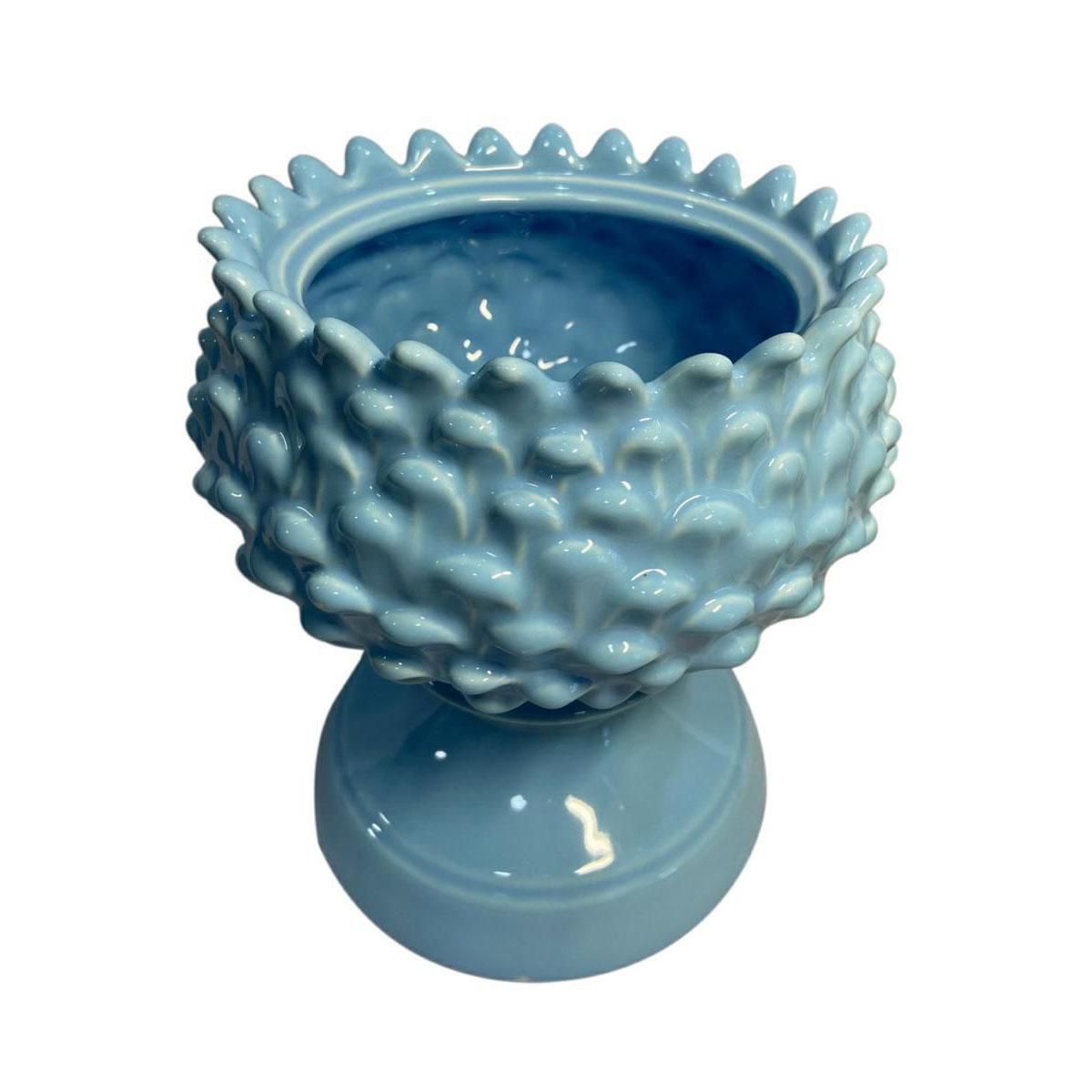 VASO PIGNA C/BASE CERAMICA D.19,5 CM H.21,6 CM AZZURRO VASO PIGNA C/BASE CERAMICA D.19,5 CM H.21,6 CM AZZURRO