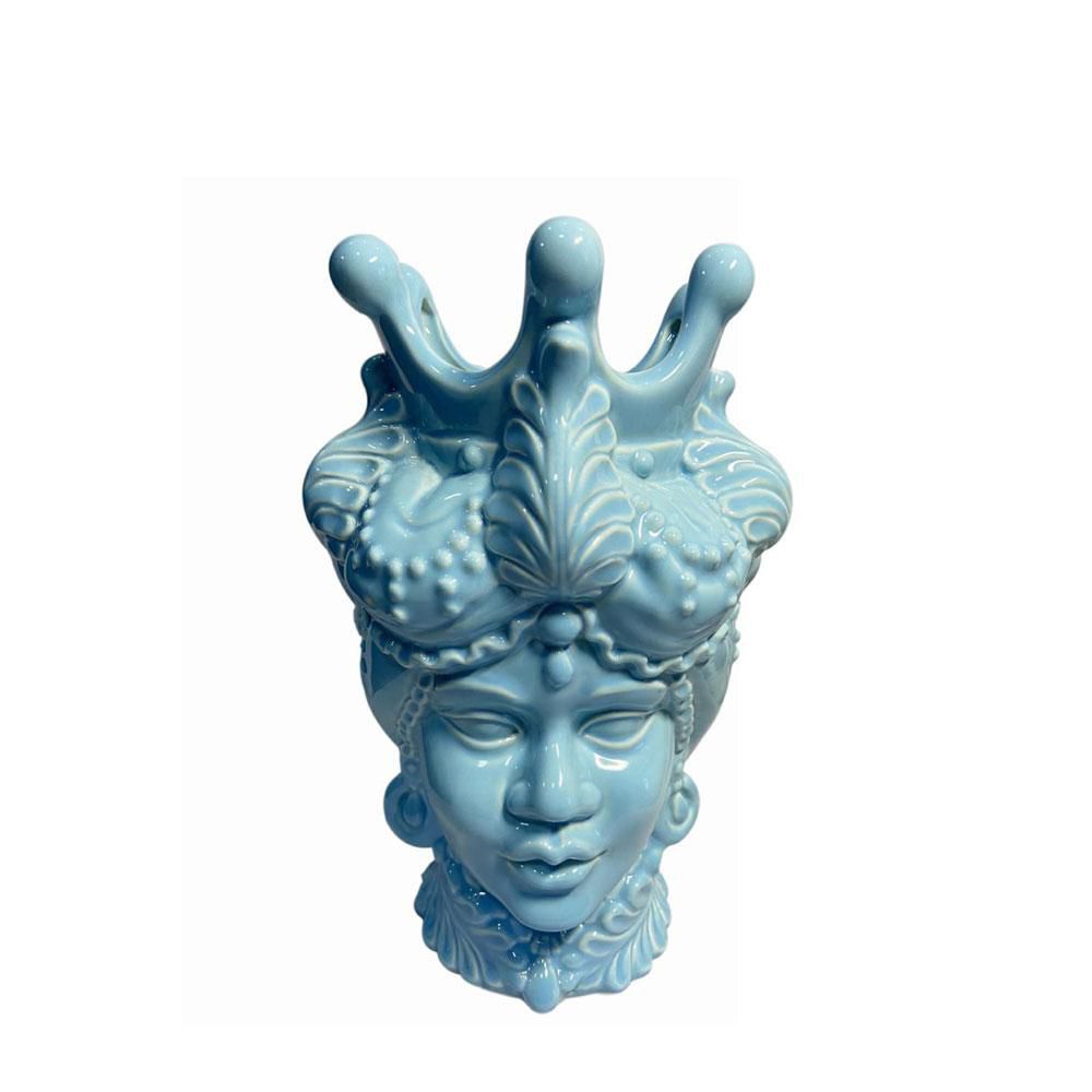 TESTA DONNA VASO CERAMICA-TESTA MORO-17X15,5 CM H.26 CM AZZURRO TESTA DONNA VASO CERAMICA-TESTA MORO-17X15,5 CM H.26 CM AZZURRO